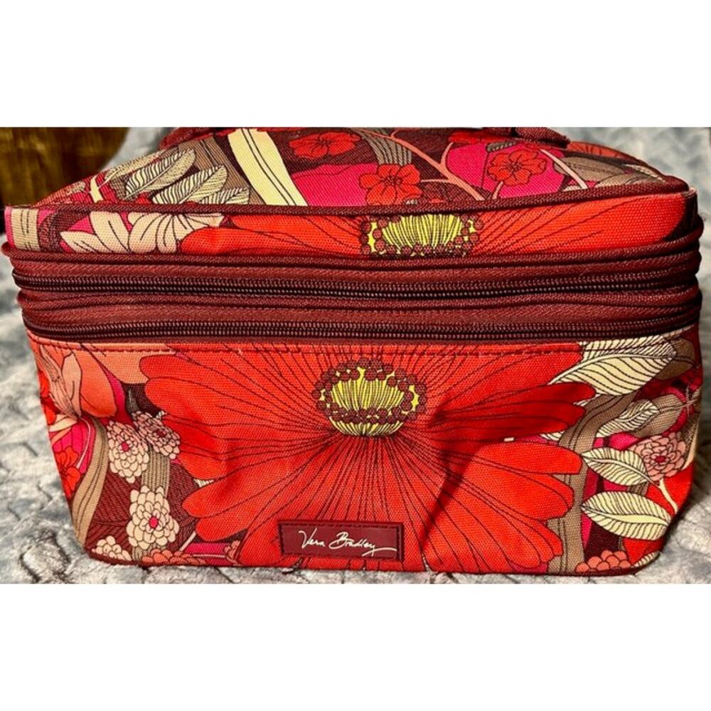 Vera Bradley Bohemian Blooms Zippered Cosmetic Train Travel Case Colorful